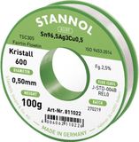 Stannol Kristall 600 Fairtin Soldeertin, loodvrij Loodvrij Sn96,5Ag3Cu0,5 REL0 100 g 0.5 mm