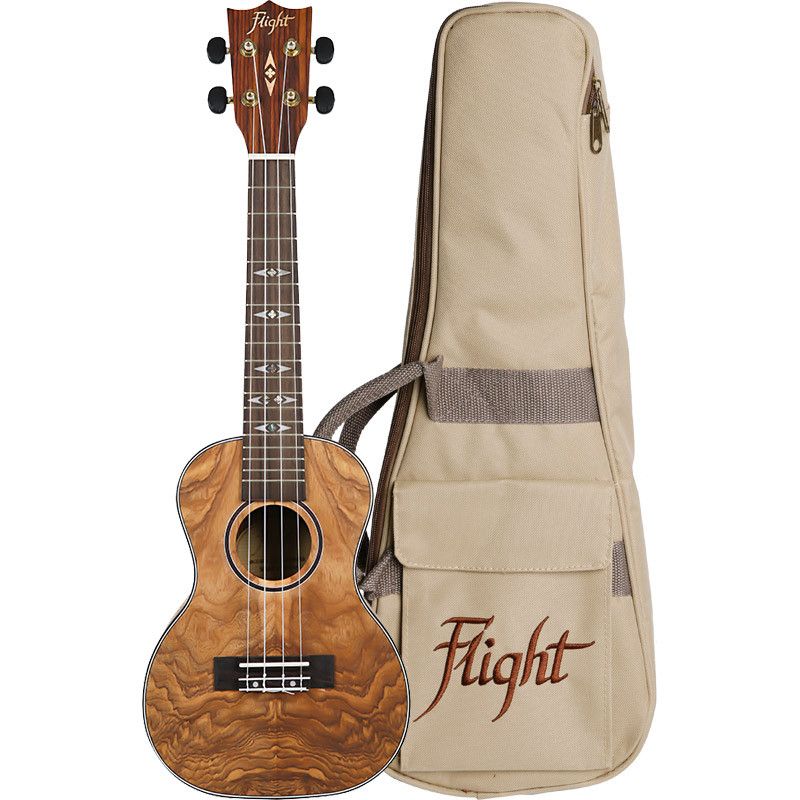 Flight Supernatural Series DUC410 QA Quilted Ash concert ukelele met gigbag - 3831120900218