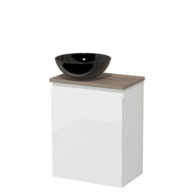 Maxaro Modulo Toiletmeubel 41 cm - Hoogglans Wit - Eiken Blad