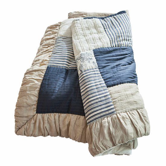LOBERON Quilt Felencio beige/blauw/wit