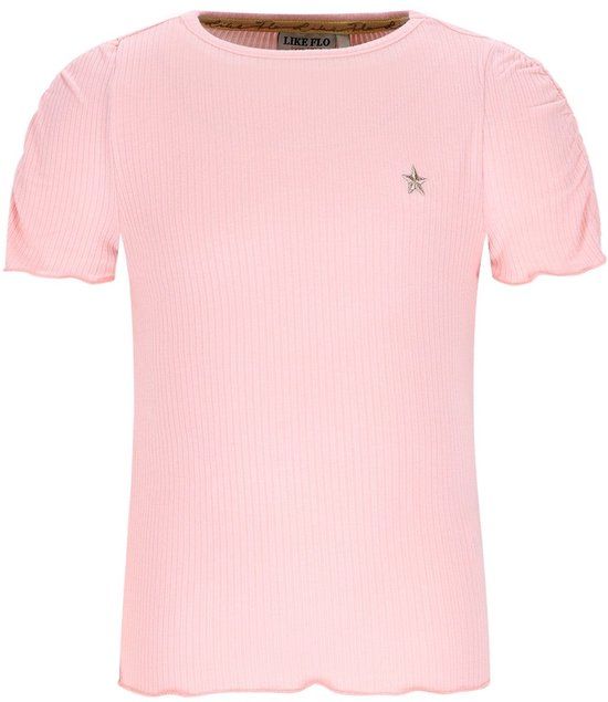 Like Flo - Elise Flo girls rib ss shirt - Lt pink - Maat 104