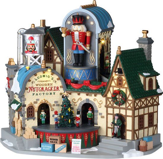 Lemax - Ludwig's Wooden Nutcracker Factory - Verlicht gebouw met animatie & muziek - Inclusief adapter - 28 cm