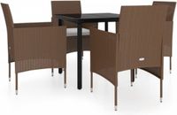 vidaXL 5-delige Tuinset met kussens bruin en zwart