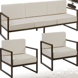 tectake® Comosa Loungeset - 5-delig - Bruin/Beige
