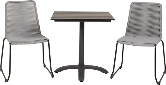 Colorado70*70 tuinmeubelset tafel 70x70cm en 2 stoel Lindos zwart.
