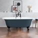Richmond Baignoire îlot rétro à bord roulé – 173 cm x 78 cm – Bleu (Regal Blue) - Pieds noirs