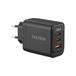 VulTech USB C-oplader 65W GaN, 2 USB-C + USB, PD3.0 PPS QC3.0, snellader voor notebook en MacBook, iPhone 16/15/14, Samsung Galaxy, tablet, 3 poorten, display geïntegreerd vermogen, zwart