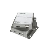 İnca HDMI KVM Extender IEX-120, 120m 4K @30Hz via Cat5e/Cat6/Cat6e/Cat7, IR achterkanaal, USB-toetsenbord & muis, loop-out, plug & play, RJ45 ethernet, lokale HDMI-uitgang, 1080p - zender + ontvanger