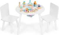 ECOTOYS Kindertafel en stoeltjes - met speelgoed opbergvak - hout - wit