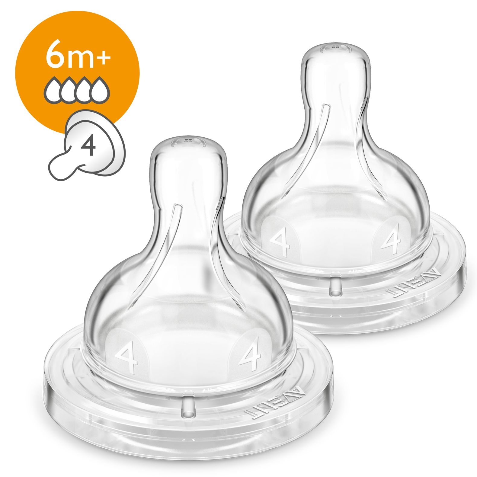 Philips AVENT 2 spenen voor snelle toevoer, Anti-colic-speen, 6m+