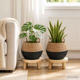 VidaXL Pot à fleurs avec poignées 2 pcs noir ø 45 x 36 cm 100% herbe marine