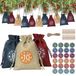 Calendrier de l'avent à remplir - Sachet cadeau avec motif de Noël en jute - 1 à 24 étiquettes numériques - Pince en bois - Baptême
