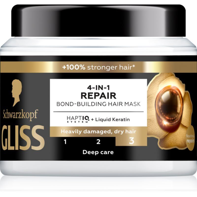 Schwarzkopf Gliss 9000101726138, 400 ml, Vrouwen, Beschadigd haar, Alle kleuren, Reparatie, Pot