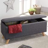 BAKAJI Borstbank, zitbank, voetenbank, slaapkamer, bank, kruk, frame van hout, bekleding van stof, hopzak, zitting, openklapbaar, gestoffeerd, 103 x 40 x 44,5 cm (donkergrijs)
