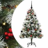 vidaXL Kunstkerstboom Groen en wit 150 cm PVC en Metaal en Plastic