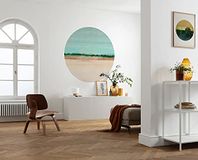 Komar DOT rond en zelfklevend vliesfotobehang - Beachside - Ø 125 cm - Blauw/Groen/Beige