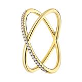 Lucardi Dames Zilveren goldplated ring gekruist met zirkonia