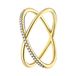 Lucardi Dames Zilveren goldplated ring gekruist met zirkonia