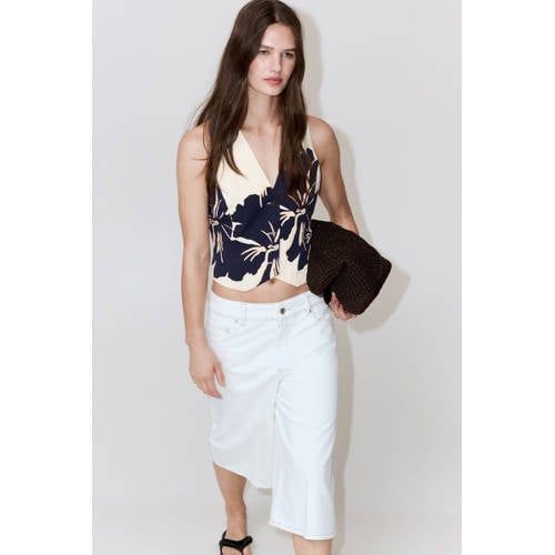 Mango gebloemde top - ecru