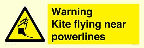 Viking Signs Waarschuwing vlieger vliegen in de buurt van powerlines teken - 450x150mm - L41 - 5059952619223