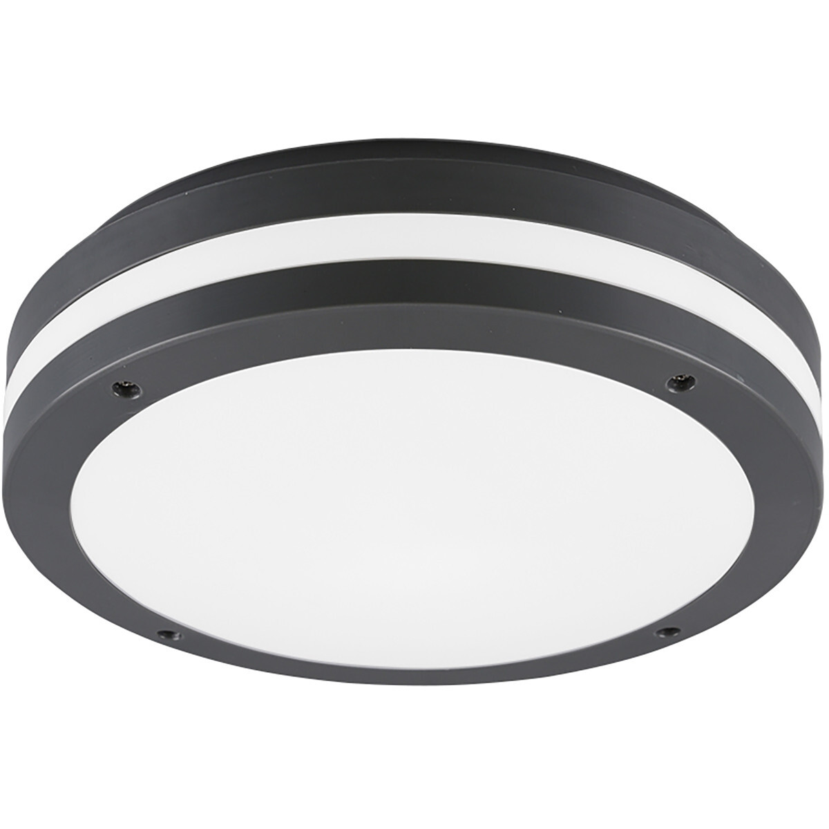 BES LED LED Plafondlamp - Trion Keraly - Opbouw Rond - Waterdicht - 12W - Warm Wit 3000K - Mat Zwart - Kunststof