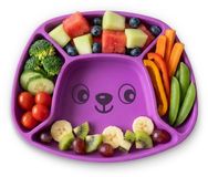 Playgro Stick & Snack Siliconen Zuignapbord - Paars - 3 Vakken