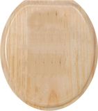 MSV Houten Toiletbril – WC-Bril van Grenenhout met Kunststof Scharnieren – Antislipnoppen – Beige/Bruin Dennenhout Decor – 42,5 x 36,5 cm