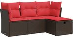 vidaXL Loungeset met kussens, polyrattan, bruin