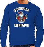 Bellatio Decorations Shoppartners Bv Grote maten foute Kerst sweater / Kerst trui Santas angels Northpole blauw voor heren - Kerstkleding / Christmas outfit XXXL