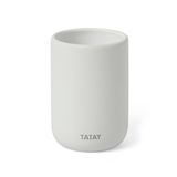TATAY Drinkbeker voor tandenborstel en tandpasta, keramiek, matte afwerking, BPA-vrij, wit, afmetingen 7,4 x 7,4 x 10,5 cm