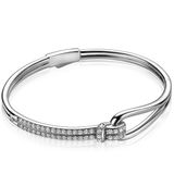 Zinzi Mart Visser by ZINZI zilveren bangle armband 12mm breed geknoopte vorm bezet met witte zirconia's MVA19