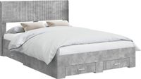 vidaXL Bedframe met opbergruimte en hoofdbord Betongrijs 140 x 190 cm
