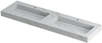 Wastafel INK Pitch Wastafel Keramische Slab Bak Dubbel met Drain en Front en Side Skirts 2 Kraangaten - 1600x450x90 mm - Calacatta Mat