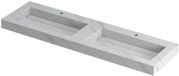Wastafel INK Pitch Wastafel Keramische Slab Bak Dubbel met Drain en Front en Side Skirts 2 Kraangaten - 1600x450x90 mm - Calacatta Mat