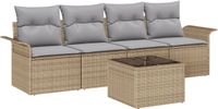 vidaXL Bankset, 5-delig, beige, polyrotan