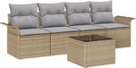 vidaXL Bankset, 5-delig, beige, polyrotan