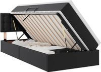 vidaXL Bed met opbergruimte en matras, zwart, 100 x 200 cm, kunstleer