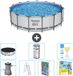 Bestway Steel Pro MAX Zwembad - 488 x 122 cm - Grijs - Rond - Inclusief Pomp en Ladder