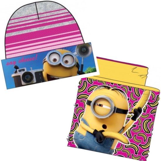 Minions Set - Hat + Neck Warmer - Grey - 52 cm - 2-4 Years