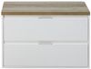 BES LED Porto Badmeubelset 90 cm - Wit Hoogglans - Wastafelbovenblad Natuur Eiken