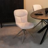 LABEL51 Thorben Eetkamerstoel - Naturel - Stof - Taupe Metaal