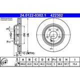 ATE Lot De 2 Disques De Frein 24.0122-0302.1 Mercedes-benz 000 423 18 12