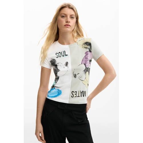 Desigual Beso Skey T-Shirt, Blanc, M Femme