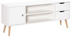 StarTech TV-meubel - TV-kast - Scandinavische stijl - 2 open vakken - 2 lades - Kabelmanagement - Wit, houtlook