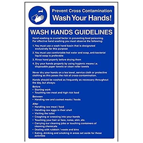 VSafety Wash Hands Guidelines Sign - 200mm x 300mm - Self-Adhesive Vinyl