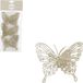House of Seasons Kerstboomversiering Vlinders op Clip - 6 stuks - Champagne - 10 cm