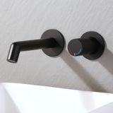 Hudson Reed Mitigeur lavabo mural - Noir - Design encastré moderne - Avec poignée cannelée - Lune