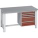 BOTT Werkbank met frame Cubio lino - 4 lade