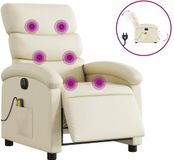 vidaXL Massagestoel verstelbaar elektrisch kunstleer crèmekleurig
