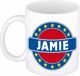 Bellatio Decorations Jamie voornaam koffiemok - wit/blauw - 300 ml